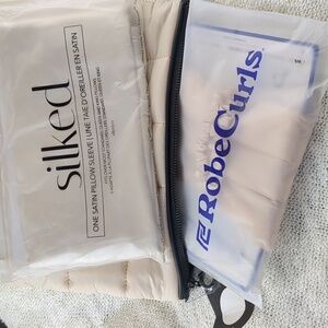 RobeCurls Heatless Curling/Silked Satin Pillow Sleeve/Dermstore Pouch Bundle